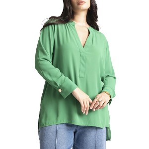 ELOQUII Women's Plus Size Mandarin Collar Tunic - 1 of 4