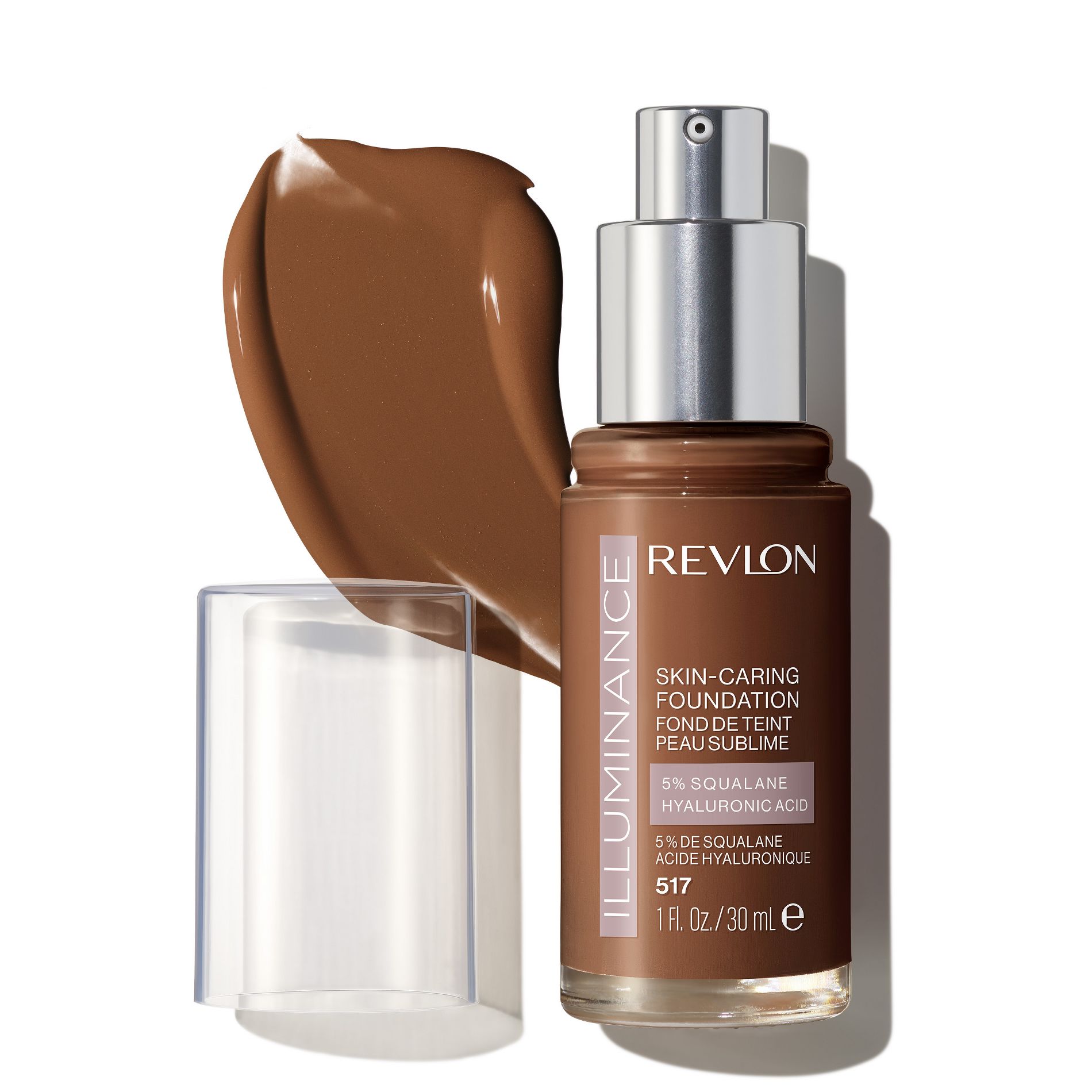 Revlon Illuminance Skin-Caring Foundation - Amber - 1 fl oz: Contains Hyaluronic Acid, Medium Coverage, For Normal to Dry Skin