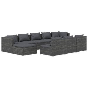 vidaXL Garden Lounge Set Grey PE rattan, powder-coated steel, plastic - 1 of 4