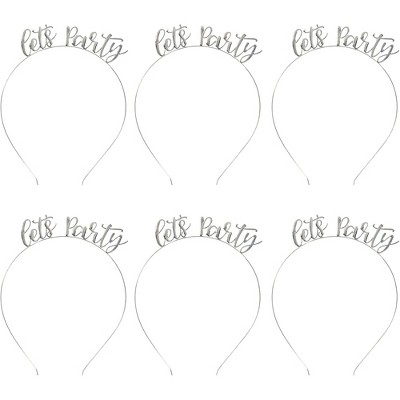Juvale Let's Party Headbands, Fits Teens and Adults (6 Pack) Metallic, Silver