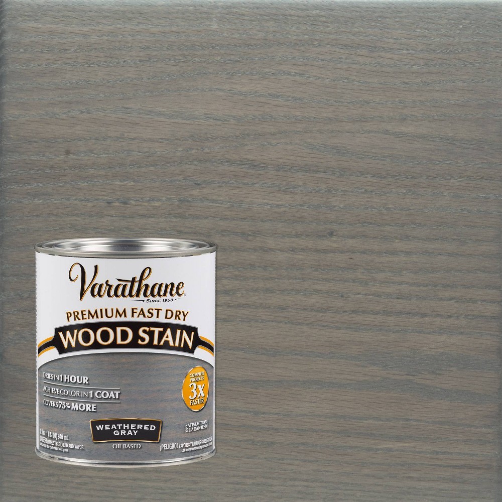 Rust-Oleum 2pk Varathane Premium Fast Dry Wood Stain Quart Weathered Gray: Interior Oil-Based, 275 Sq Ft Coverage