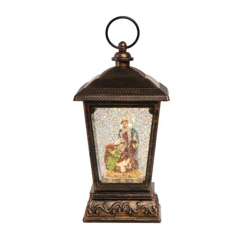 Transpac Artificial 9.5 in. Multicolored Christmas Light Up Sparkling Nativity Lantern, 1 of 2
