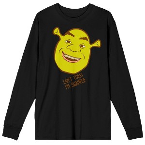 Shrek Can't Today I'm Swamped Crew Neck Long Sleeve Black Adult Tee - 1 of 3