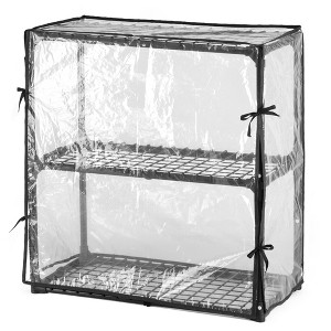 Fontoi Baker's Racks, 3 Tier Wire Shelf with Cover, FreeStanding Metal Storage Rack for Door Entrance Garage Kitchen Office, Black, 29"*14"*45" - 1 of 4