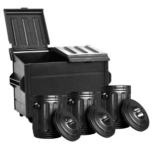 Black Dumpster & 3 Trash Cans for WWE & AEW Wrestling Action Figures - 1 of 1
