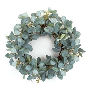 Fabric Eucalyptus Wreath Realistic Greenery Decor – 20 Inch by Melrose - 1 of 3