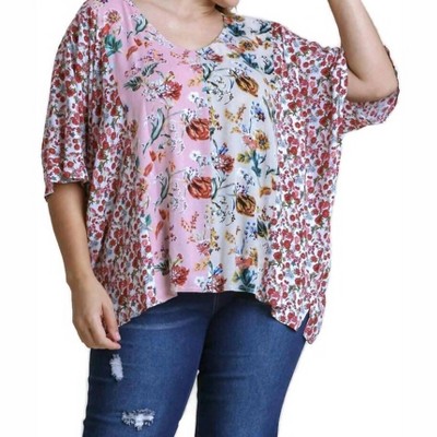 Women's Mixed Floral Print Top -plus - umgee