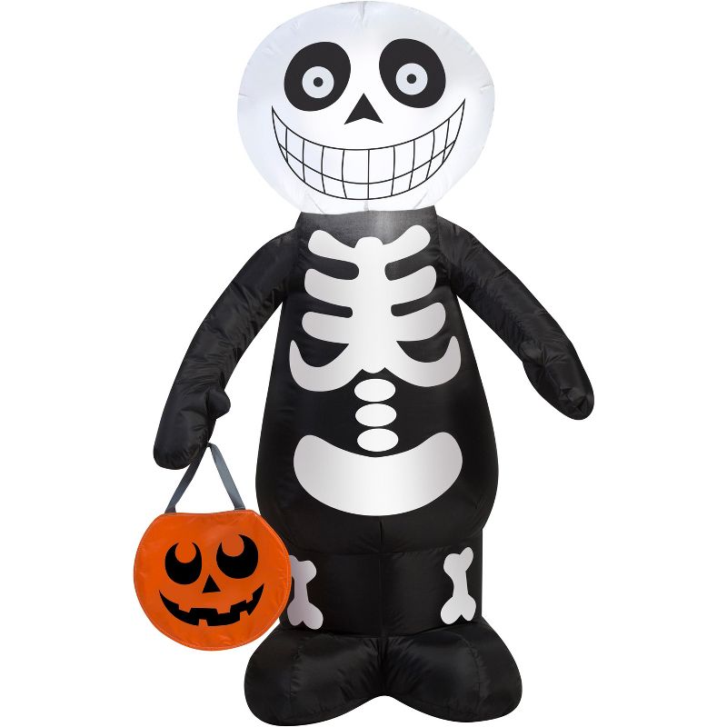 Gemmy Airblown Inflatable Skeleton Boy, 3.5 ft Tall, Multicolored, 1 of 4