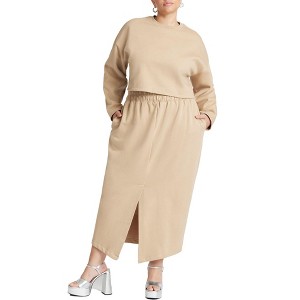 ELOQUII Women's Plus Size Oversized Cropped Sweatshirt - 1 of 4