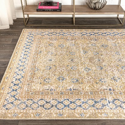 Stirling Blue and Gold 4' x 6' Synthetic Area Rug