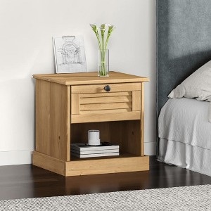 vidaXL Bedside Cabinet Accent Storage Solid Wood Pine - 1 of 4