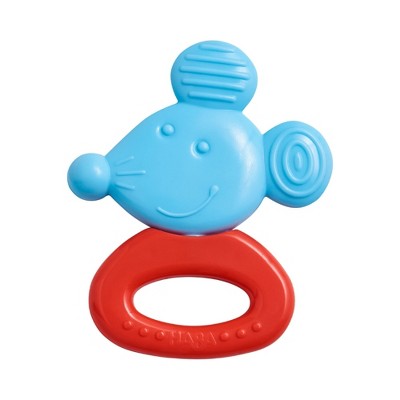 HABA Clutching Toy Mouse Silicone Teether and Rattle