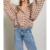 Women's Geometric Printed Button Down Bubble Sleeve Top - ee:some - 2 of 4