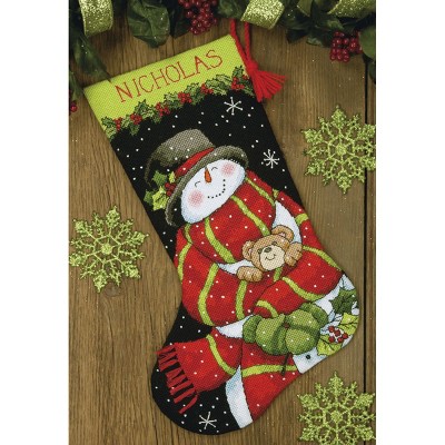 Dimensions Stocking Needlepoint Kit 16" Long-Snowman & Bear Stitched In Floss