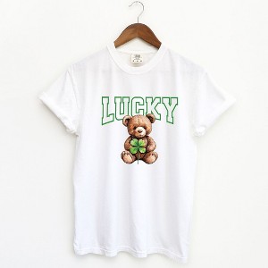Simply Sage Market Women's Lucky Bear Short Sleeve Garment Dyed Tee - 1 of 4