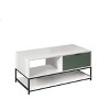 HOMLUX Modern Coffee Table Living Room Furniture with Open Shelves & Storage Drawer,White&Green - 2 of 4