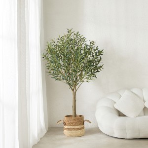 DR.Planzen 5-8FT Lush Artificial Olive Tree - UV Resistant Fake Plant with Black Fruits in 7x8" Black Pot for Indoor/Outdoor House & Floor Decor - 1 of 4