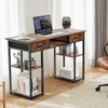 NicBex Home Office Desk 47.2" L Morden Writing Desk with 2 Drawers, 5 Open Storage Shelves, Wooden Desktop and Metal Legs for Study and Work - 2 of 4