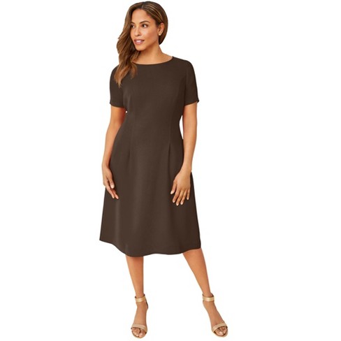 Jessica London Women's Plus Size Fit & Flare Dress - 18 W, Chocolate ...