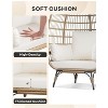 Wicker Egg Chair Outdoor Oversized Patio Lounge Chair with Cushions Metal Frame Stand Durable Egg Rattan Chair for Balcony Patio Living Room - 4 of 4