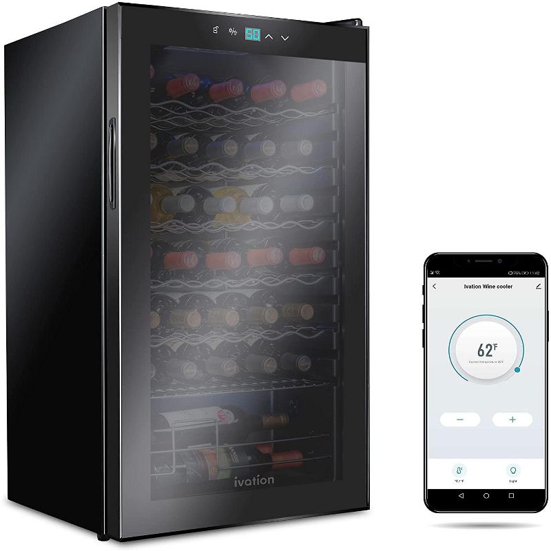 Ivation Wine Cooler Fridge, Smart Refrigerator with Lock, 1 of 8