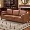GustoWave 80'' Mid-Century Modern Couch, 3-Seat Faux Leather Sofa with Upholstered Cushions/Pillows for Living Room, Brown - 4 of 4