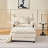 Beige Oversized Accent Chair with Ottoman and Pillow Arms, Lounge Reading Armchair for Living Room or Bedroom-3irtyhousy - 3 of 4