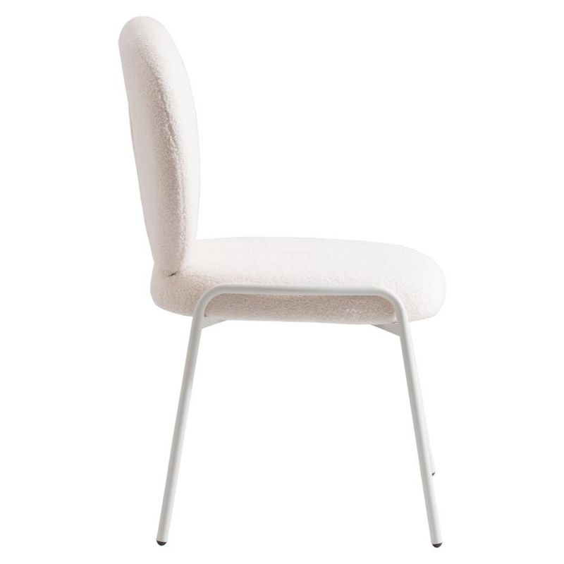 LeisureMod Celestial Modern Dining Chair in Upholstered Cotton Boucle with White Iron Frame, 3 of 6