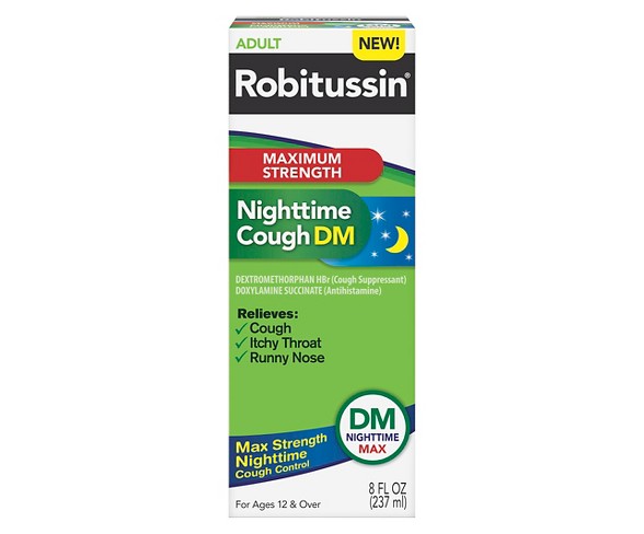 Robitussin Maximum Strength Nighttime Cough DM Syrup - Dextromethorphan - 8 fl oz