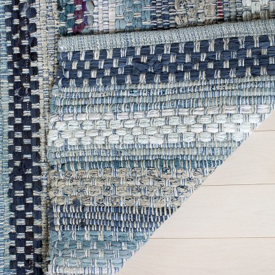 Handmade Montauk Blue and Multi Wool-Cotton 8' x 10' Area Rug