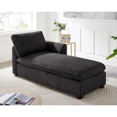 VANOMi 34.65" Boucle Chaise Lounge with Removable Pillow
