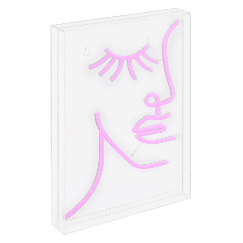 10.3&#34; x 15&#34; Half Face Contemporary Glam Acrylic Box USB Operated LED Neon Light Pink - JONATHAN Y, 3 of 8