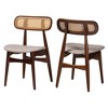 Baxton Studio 2pc Tarana Fabric and Wood Dining Chairs: Mid-Century, Rattan Detail, Foam Padded - 2 of 4