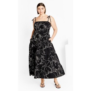 CITY CHIC | Women's Plus Size  Marli Print Maxi Dress - black - 20W - 1 of 4