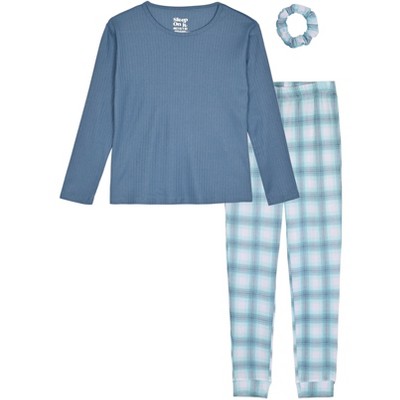 Sleep On It Girls 2-Piece Hacci Pajama Set with Matching Scrunchie