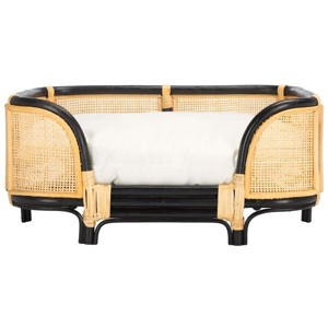 Timo Rattan Pet Bed W/ Cushion - PET1800 - Beige/Natural - Safavieh Pets - 1 of 4