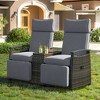 YOOCOZZ Outdoor Recliner Loveseat - Adjustable Wicker Chair with Storage Table - 2 of 4