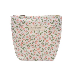 Unique Bargains Travel-friendly Leaf Flower Handheld Makeup Bag Pink 1 Pc - 1 of 4