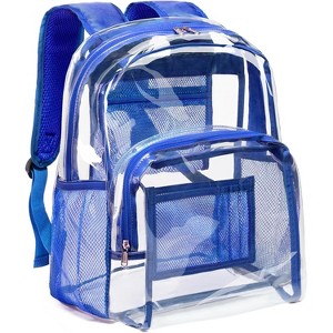 Clear Heavy Duty PVC Transparent Backpack - Extra Large Size with Reinforced Straps, Ideal for College - 1 of 4