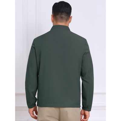Мужские куртки INSPIRE CHIC Men's Lined Stand Collar Full Zip Up Lined Formal Golf Jacket Large Dark Green — фото 3