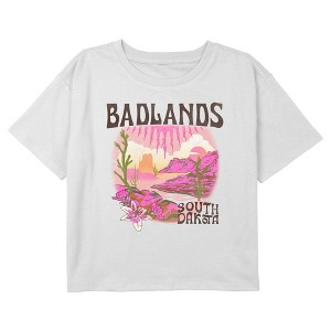 Girl's Lost Gods Badlands South Dakota Retro Crop Top T-Shirt - 1 of 3