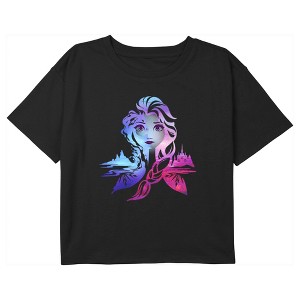 Girl's Frozen 2 Ombre Elsa Portrait Crop T-Shirt - 1 of 3