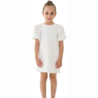 2Bunnies Girls' Textured Puff Sleeve Dress
