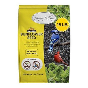 Happy Wings NO GROW Black Oil Sunflower Seed - 15lbs Bag - 1 of 4