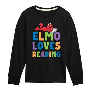 Boys' - Sesame Street - Elmo Loves Reading Long Sleeve Graphic T-Shirt - 1 of 3