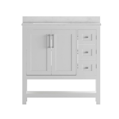 Vivien 36" White Composite Bathroom Vanity with Stone Top and Ceramic Sink