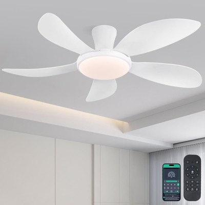 Kviflon 48 Inch Modern LED Ceiling Fans with Quiet Reversible DC Motor, Dimmable 3 Colors 6 Speeds