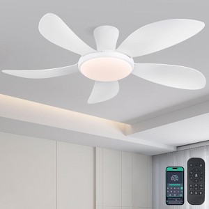 Kviflon 48 Inch Modern LED Ceiling Fans with Quiet Reversible DC Motor, Dimmable 3 Colors 6 Speeds - 1 of 4