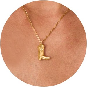 14K Gold Plated Charm Necklace for Women, Assorted Beach & Nature Themed Pendants - 1 of 4
