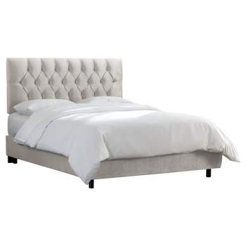 King Edwardian Tufted Bed Velvet Mystere Dove - Skyline Furniture
